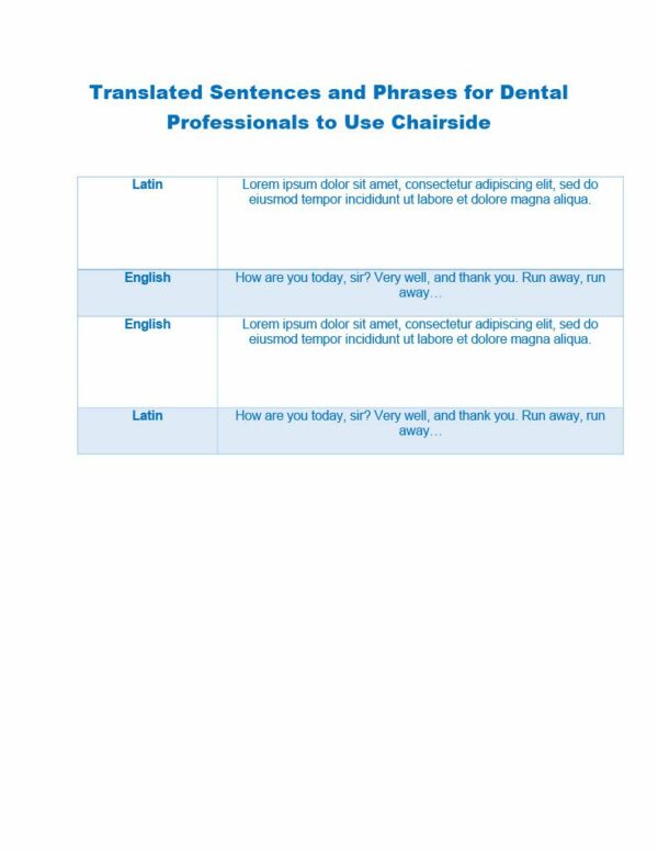 Translated Dental Phrases
